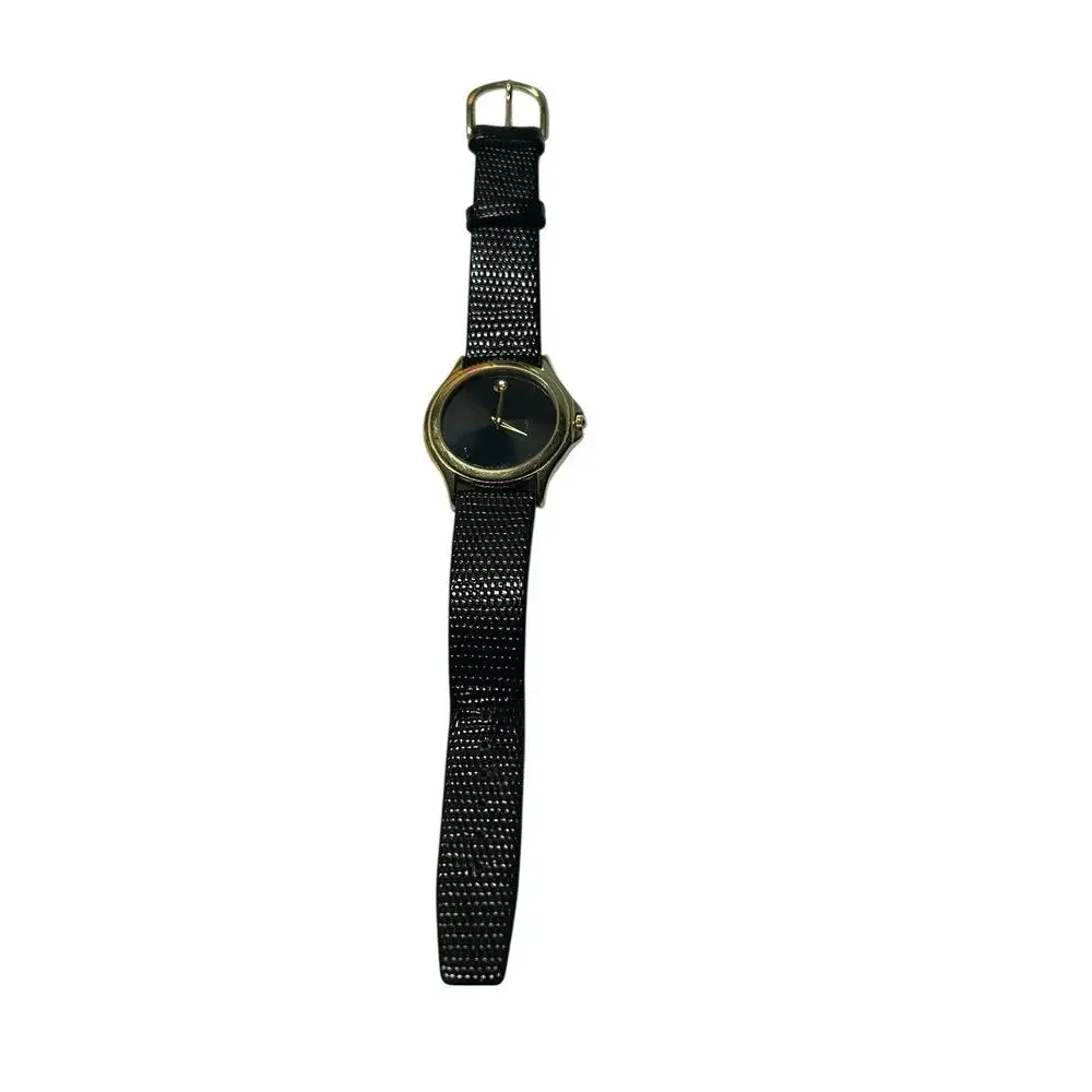 Movado Museum Black Leather Strap Gold Metal Cace Watch 87-E4-0863 Without Box